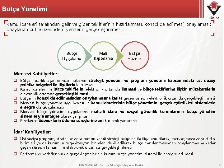 Bütçe Yönetimi TÜBİTAK Kamu idareleri tarafından gelir ve gider tekliflerinin hazırlanması, konsolide edilmesi, onaylaması;