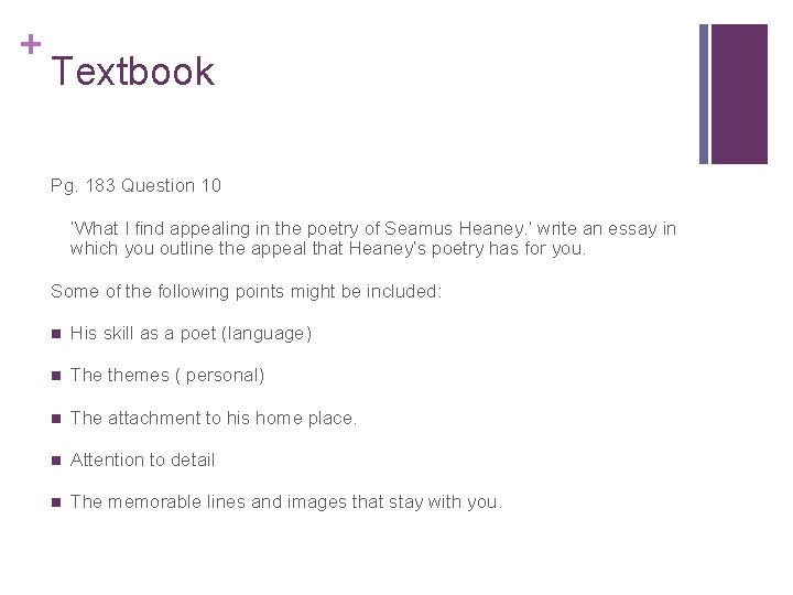 + Textbook Pg. 183 Question 10 ‘What I find appealing in the poetry of