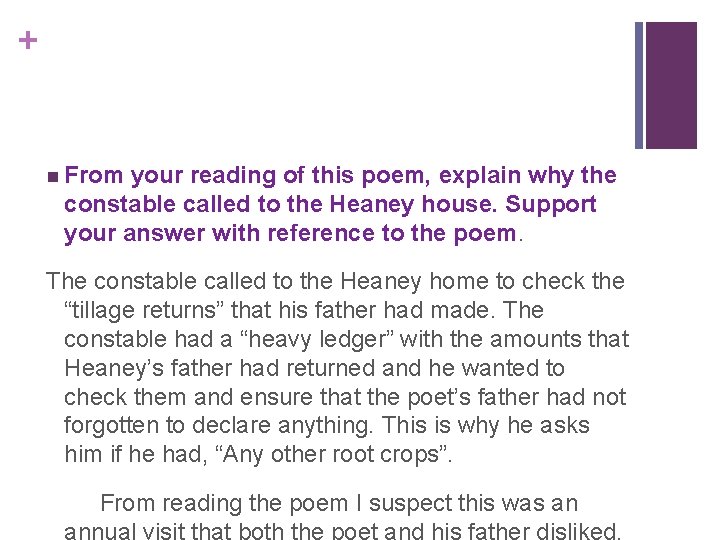 + n From your reading of this poem, explain why the constable called to