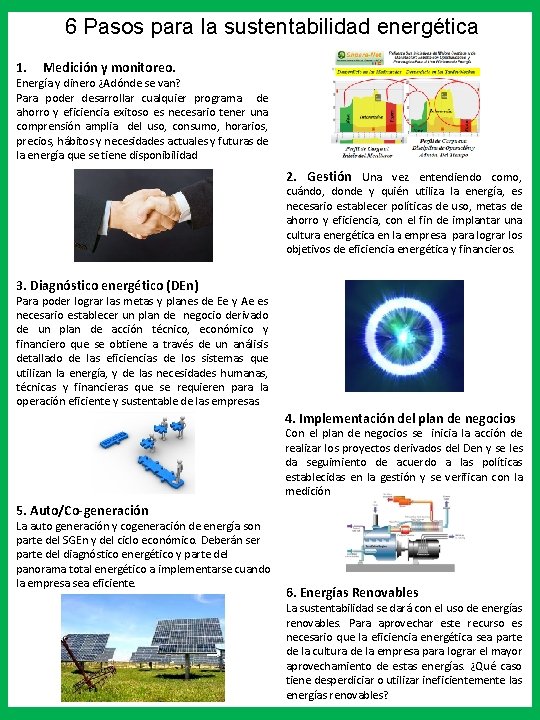 6 Pasos para la sustentabilidad energética 1. Medición y monitoreo. Energía y dinero ¿Adónde