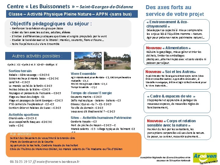 Centre « Les Buissonnets » – Saint-Georges-de-Didonne Classe – Activité Physique Pleine Nature –