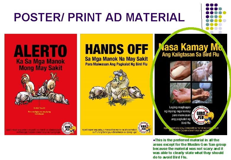 POSTER/ PRINT AD MATERIAL l. This is the preferred material in all the areas
