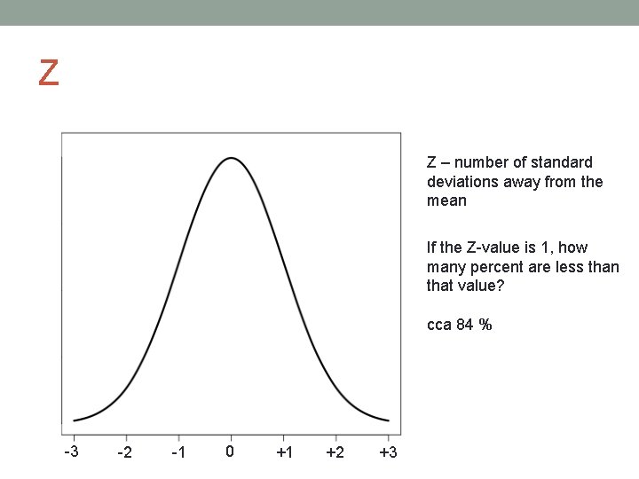Z Z – number of standard deviations away from the mean If the Z-value Z Z – number of standard deviations away from the mean If the Z-value