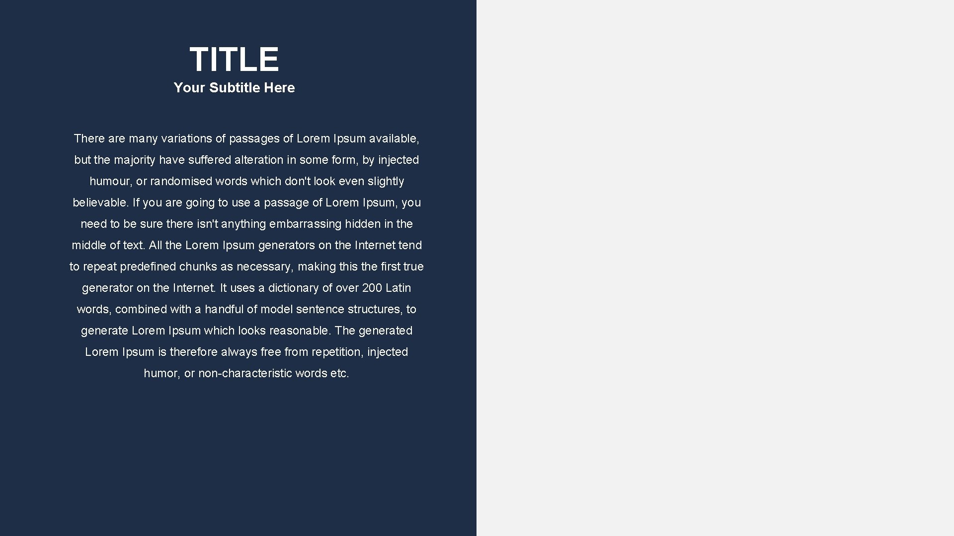 TITLE Your Subtitle Here There are many variations of passages of Lorem Ipsum available,