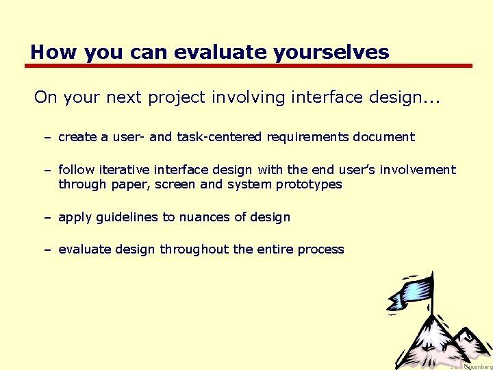 How you can evaluate yourselves On your next project involving interface design. . .