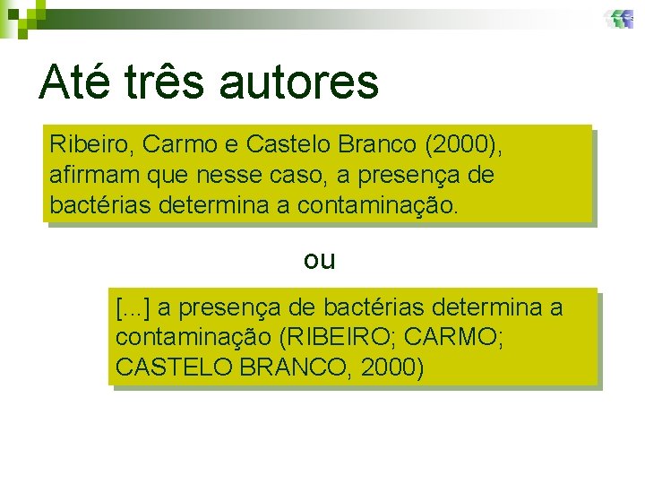 Até três autores Ribeiro, Carmo e Castelo Branco (2000), afirmam que nesse caso, a