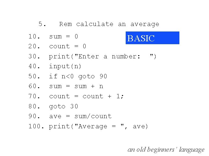 5. Rem calculate an average 10. 20. 30. 40. 50. 60. 70. 80. 90.