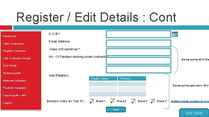 Register / Edit Details : Cont Dashboard View Contractors Register Contractor Edit Contractor Details
