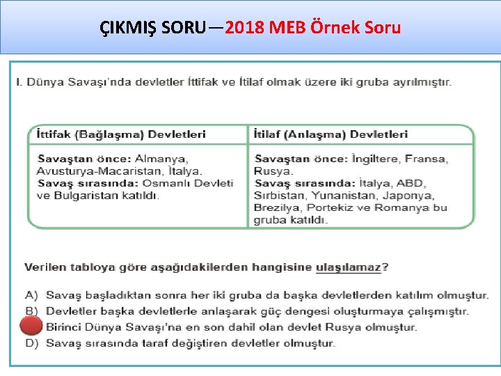 ÇIKMIŞ SORU— 2018 MEB Örnek Soru 