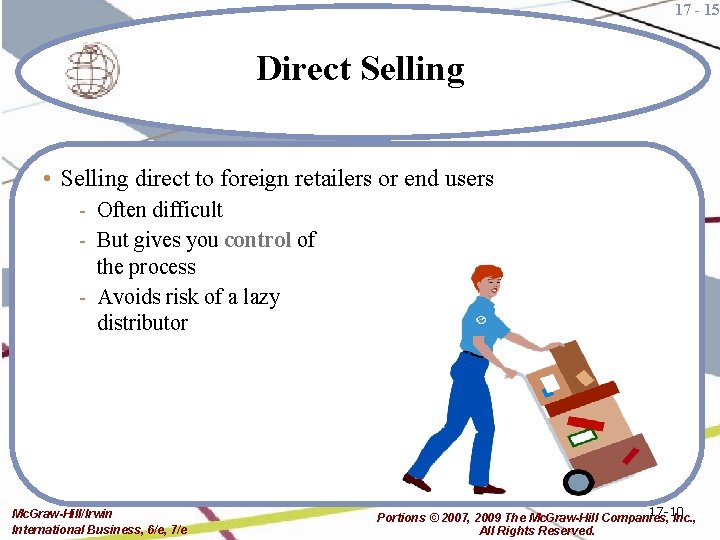 17 - 15 Direct Selling • Selling direct to foreign retailers or end users