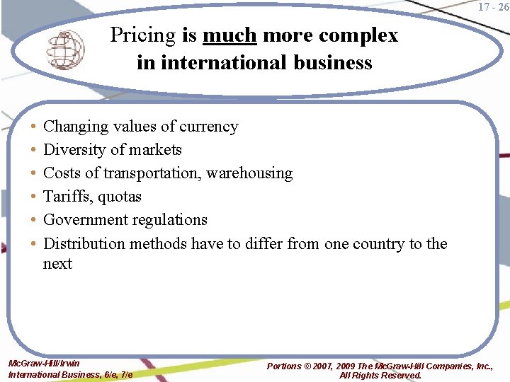 17 - 26 Pricing is much more complex in international business • • •