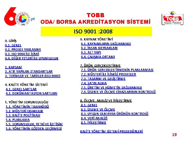 TOBB ODA/ BORSA AKREDİTASYON SİSTEMİ ISO 9001 : 2008 0. GİRİŞ 0. 1. GENEL