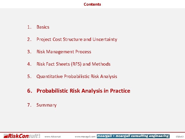 Contents 1. Basics 2. Project Cost Structure and Uncertainty 3. Risk Management Process 4.
