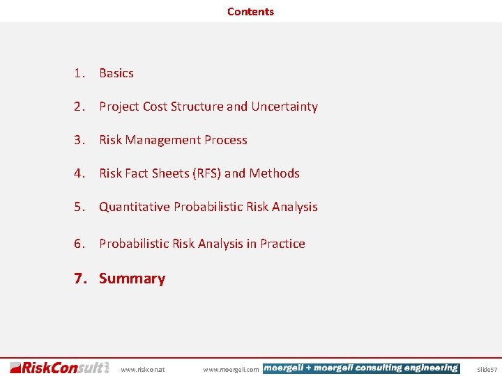 Contents 1. Basics 2. Project Cost Structure and Uncertainty 3. Risk Management Process 4.