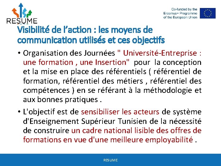 Visibilité de l’action : les moyens de communication utilisés et ces objectifs • Organisation