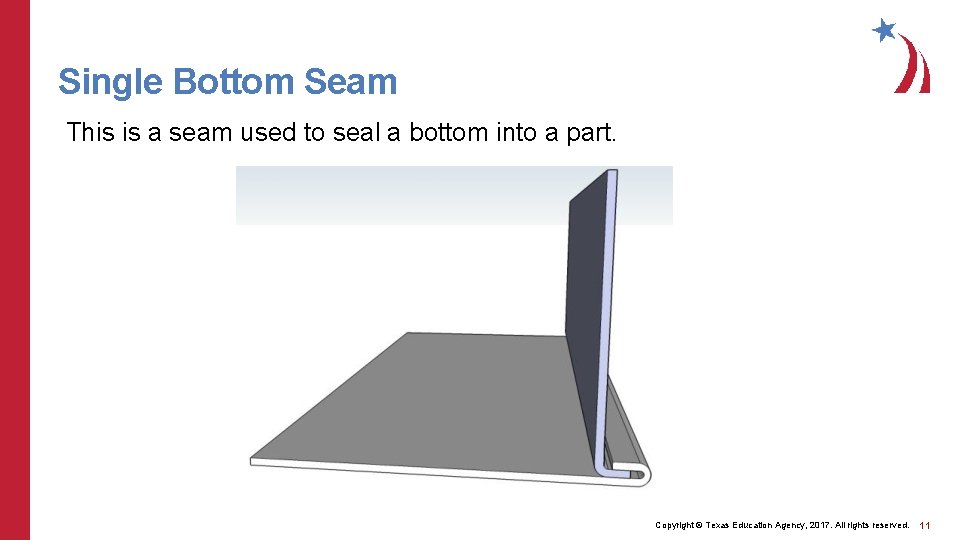 Single Bottom Seam This is a seam used to seal a bottom into a