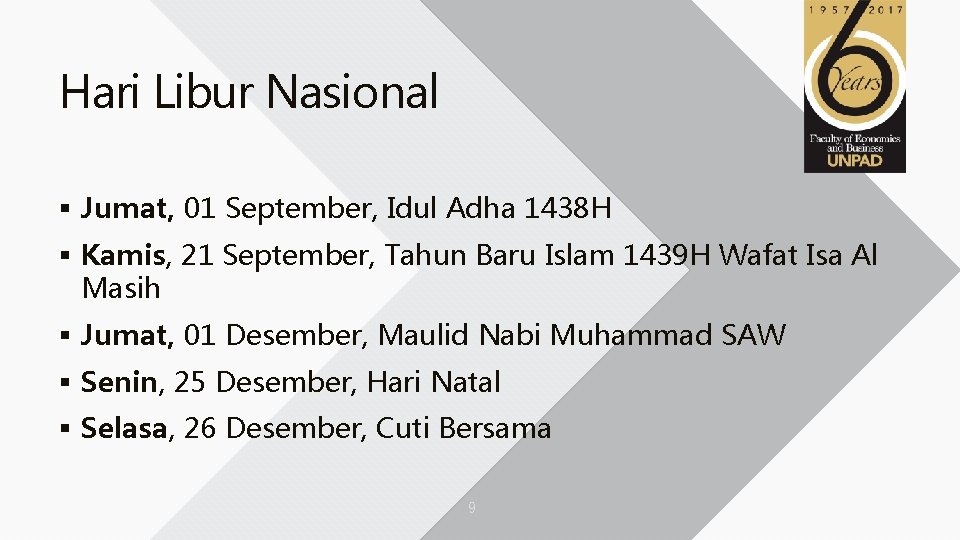 Hari Libur Nasional § Jumat, 01 September, Idul Adha 1438 H § Kamis, 21