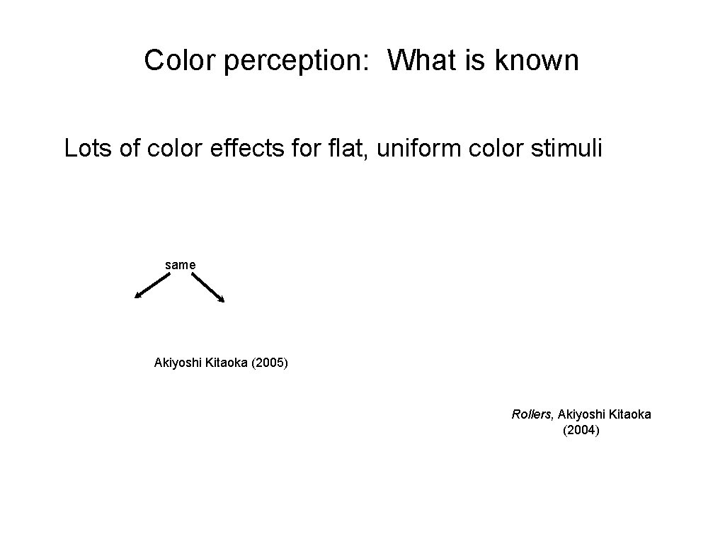 Color perception: What is known Lots of color effects for flat, uniform color stimuli