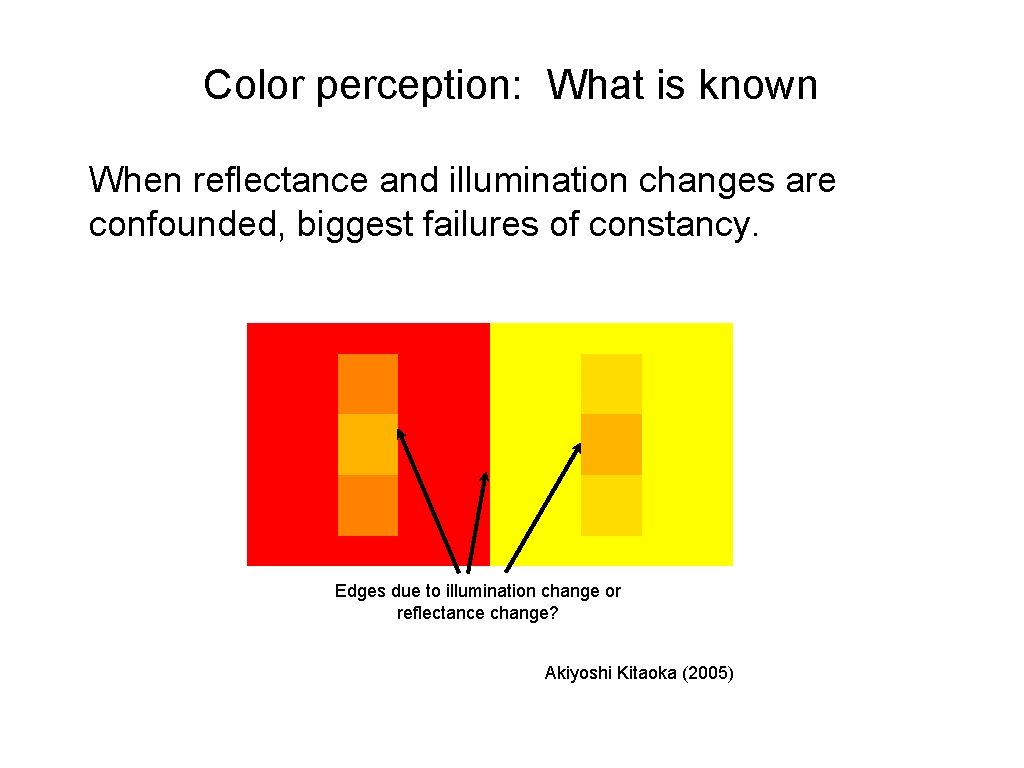 Color perception: What is known When reflectance and illumination changes are confounded, biggest failures