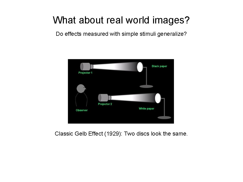 What about real world images? Do effects measured with simple stimuli generalize? Classic Gelb