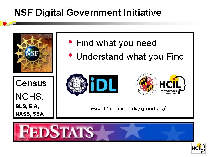 NSF Digital Government Initiative • Find what you need • Understand what you Find