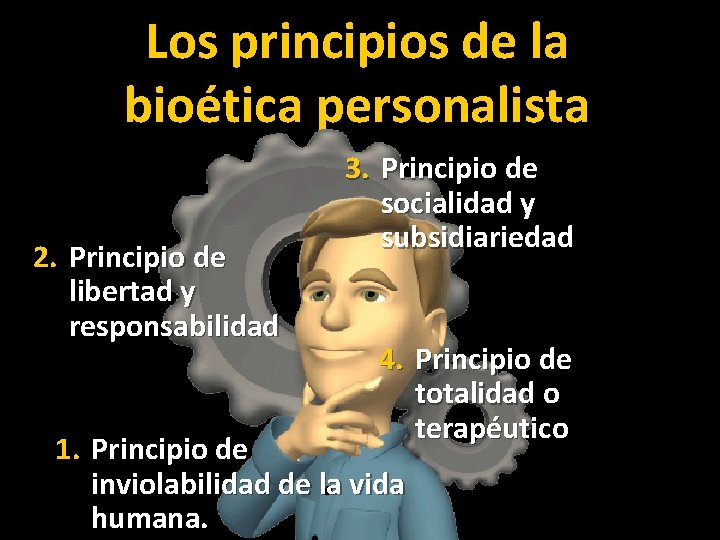 Los principios de la bioética personalista 2. Principio de libertad y responsabilidad 3. Principio