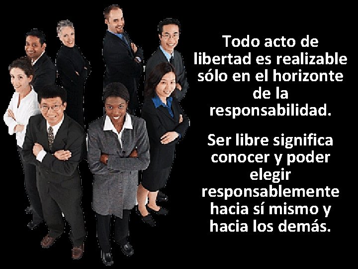 Todo acto de libertad es realizable sólo en el horizonte de la responsabilidad. Ser