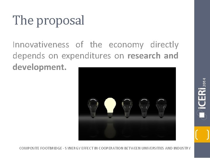 The proposal Innovativeness of the economy directly depends on expenditures on research and development.