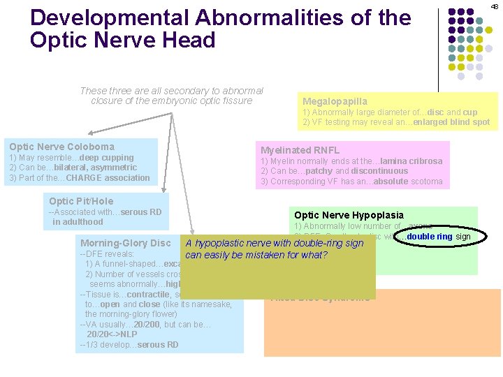 Developmental Abnormalities of the Optic Nerve Head These three are all secondary to abnormal