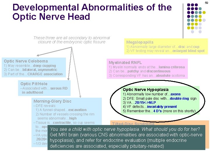Developmental Abnormalities of the Optic Nerve Head These three are all secondary to abnormal