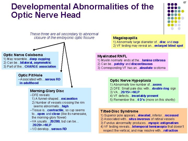 Developmental Abnormalities of the Optic Nerve Head These three are all secondary to abnormal