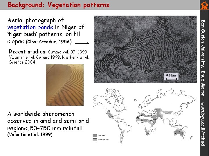 Background: Vegetation patterns Recent studies: Catena Vol. 37, 1999 Valentin et al. Catena 1999,