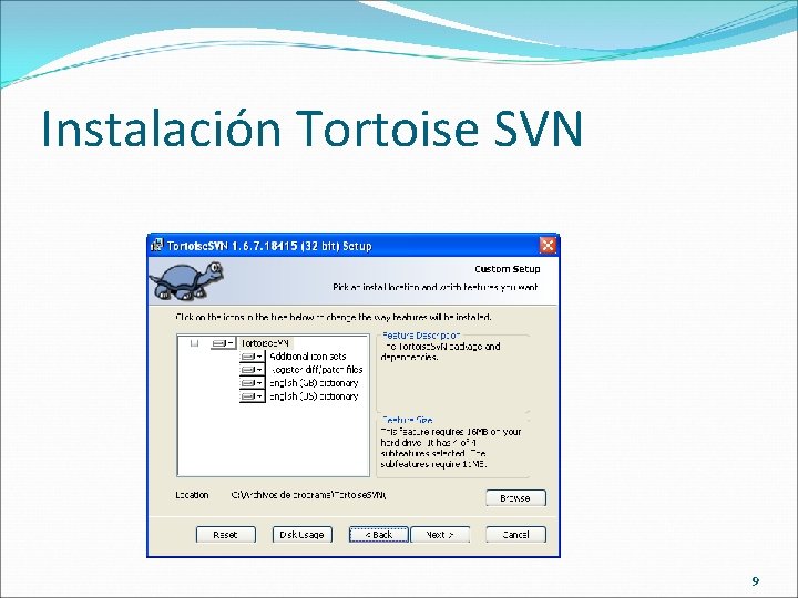 Instalación Tortoise SVN 9 