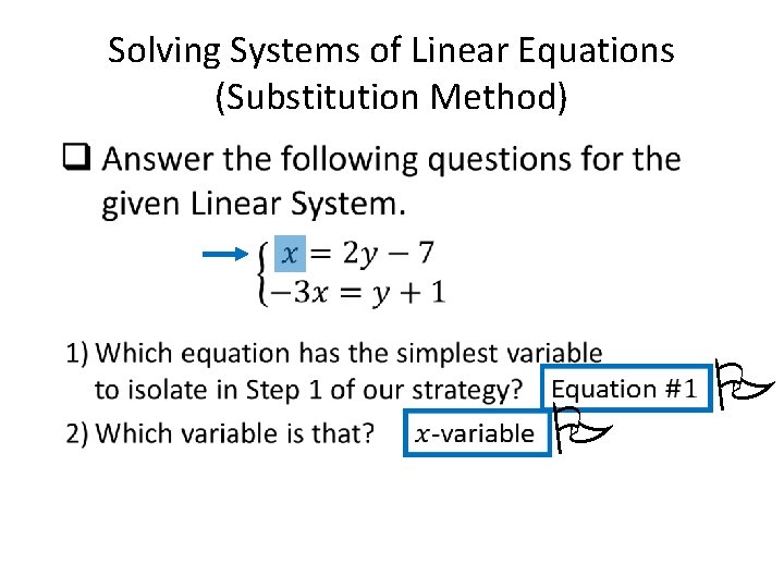  • Solving Systems of Linear Equations (Substitution Method) P P 