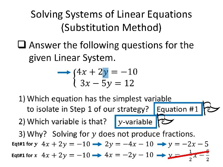  • Solving Systems of Linear Equations (Substitution Method) P 
