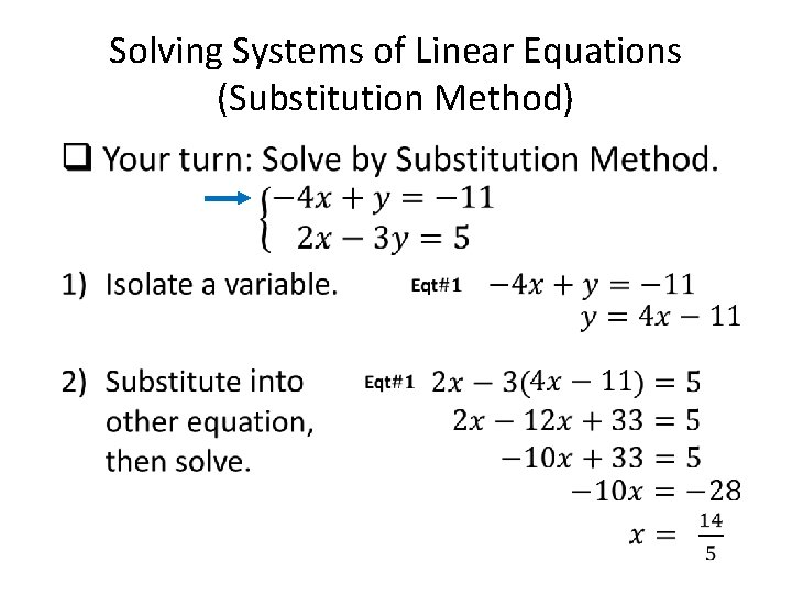  • Solving Systems of Linear Equations (Substitution Method) 