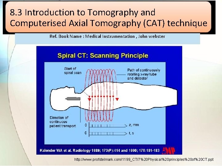 8. 3 Introduction to Tomography and Computerised Axial Tomography (CAT) technique Ref. Book Name