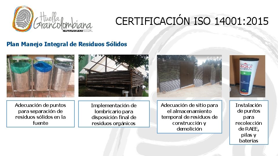 CERTIFICACIÓN ISO 14001: 2015 Plan Manejo Integral de Residuos Sólidos Adecuación de puntos para