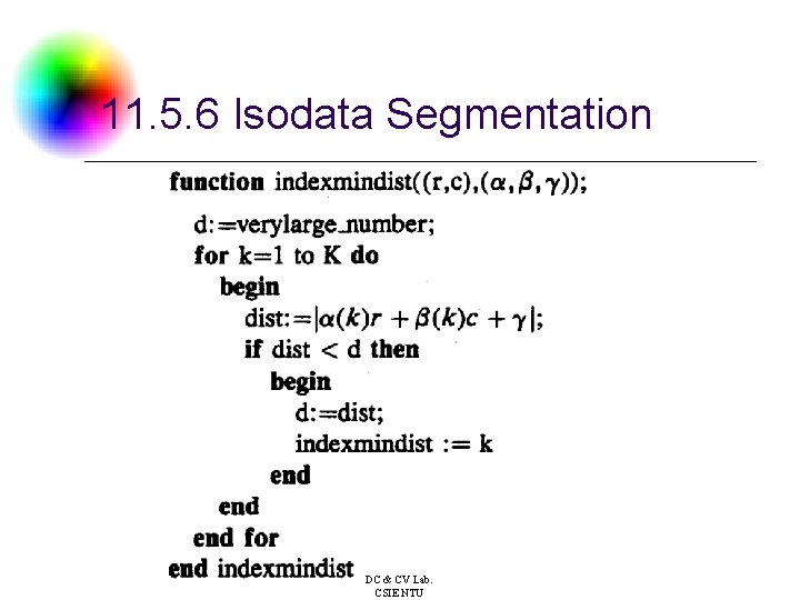 11. 5. 6 Isodata Segmentation DC & CV Lab. CSIE NTU 