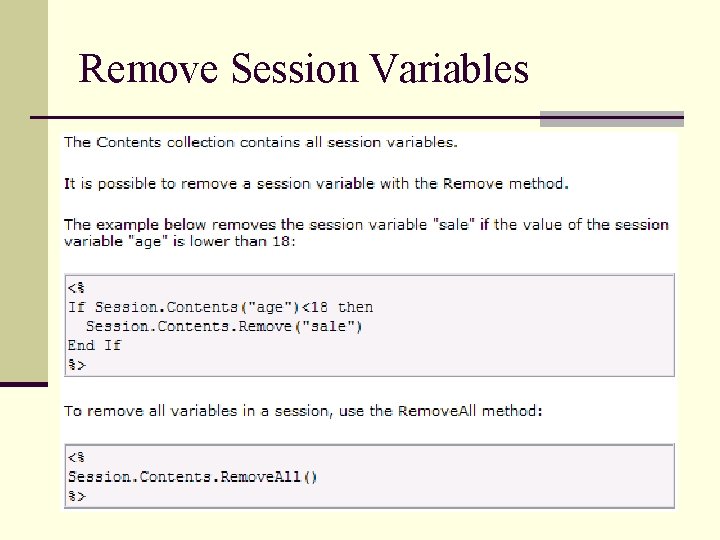 Remove Session Variables 10 