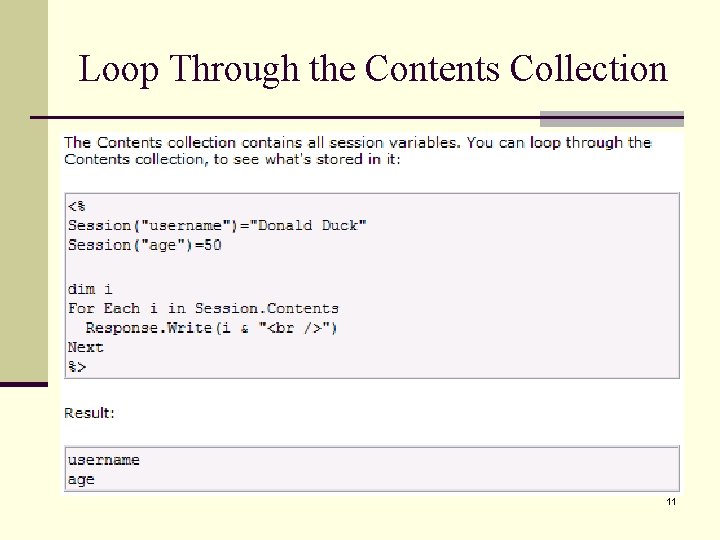 Loop Through the Contents Collection 11 