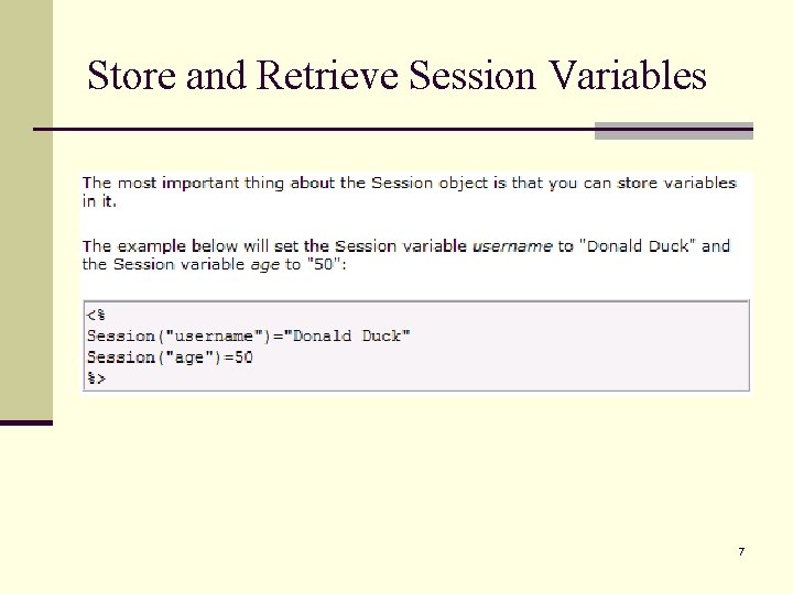 Store and Retrieve Session Variables 7 