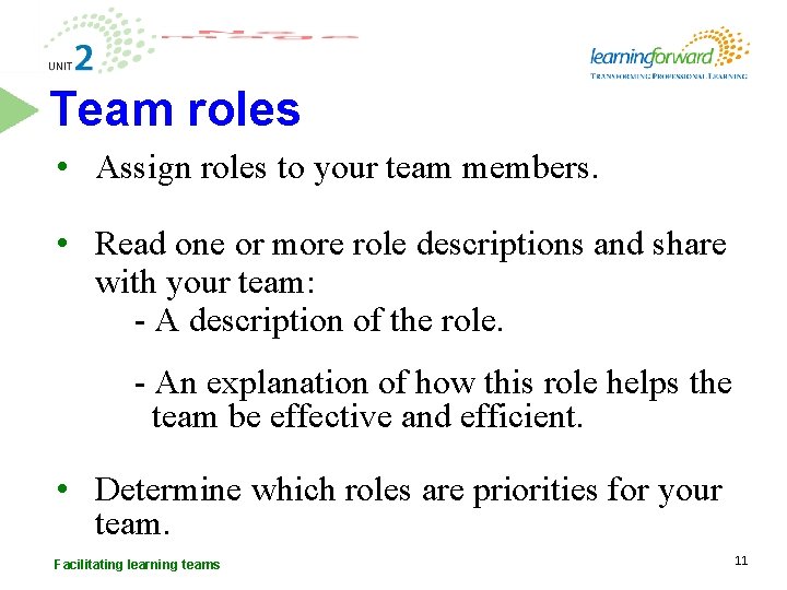 Team roles • Assign roles to your team members. • Read one or more