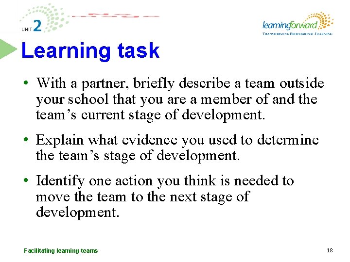 Learning task • With a partner, briefly describe a team outside your school that