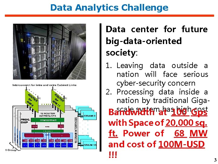 Data Analytics Challenge Data center for future big-data-oriented society: 1. Leaving data outside a