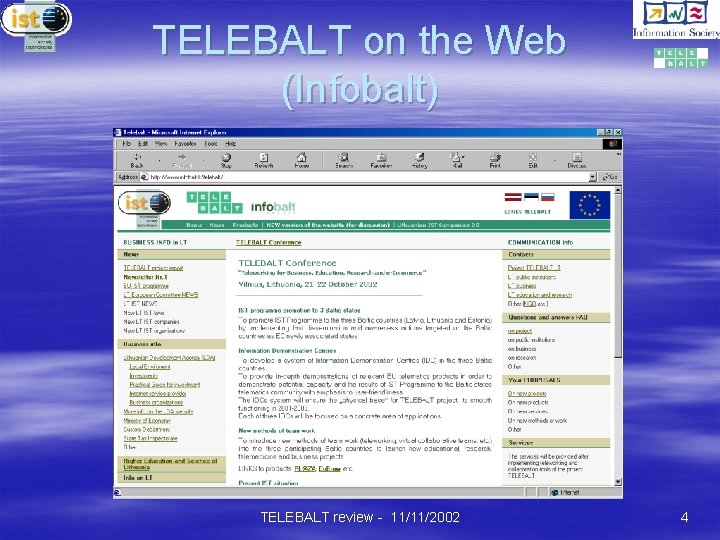 TELEBALT on the Web (Infobalt) TELEBALT review - 11/11/2002 4 