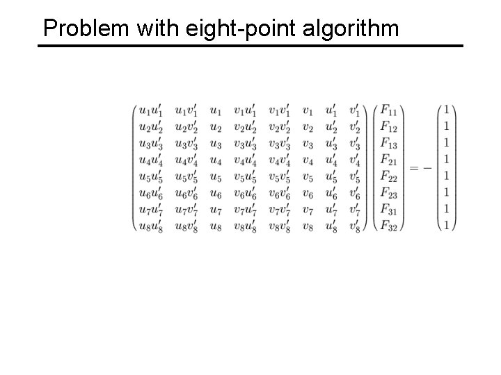 Problem with eight-point algorithm 