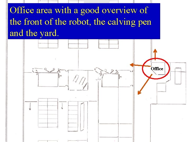 Office area with a good overview of the front of the robot, the calving Office area with a good overview of the front of the robot, the calving