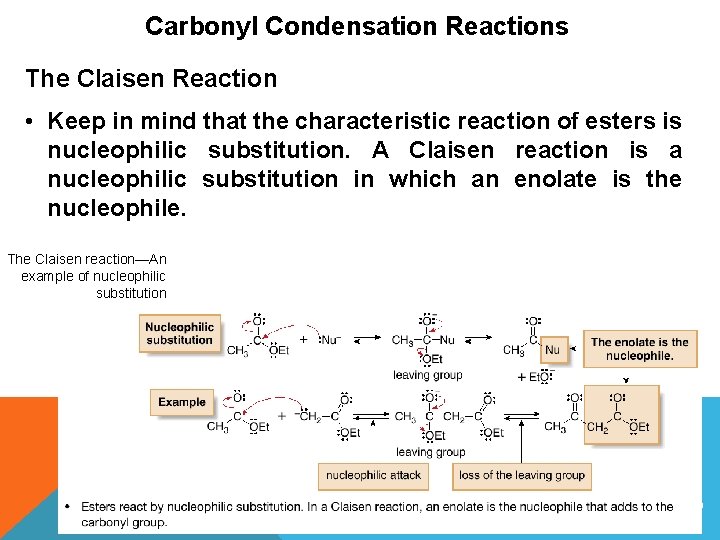 Carbonyl Condensation Reactions The Claisen Reaction • Keep in mind that the characteristic reaction