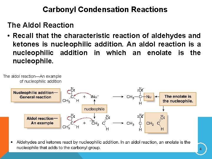 Carbonyl Condensation Reactions The Aldol Reaction • Recall that the characteristic reaction of aldehydes